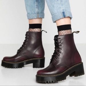 Dr. Martens Shriver Hi Burgundy Combat Lace Up Platform Boots | US Size 6